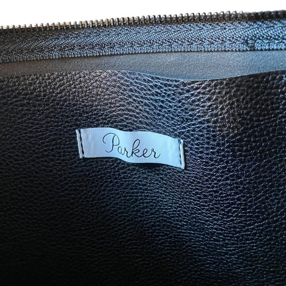 Parker Black Faux Pebbled Leather Zipper Fringe Pouch - Picture 6 of 8